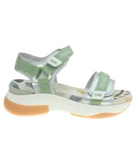 Sandalia metalizada con velcros combinado con letras