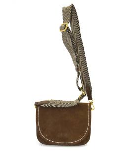 Bolso bandolera con cierre de tapa y banda combinada