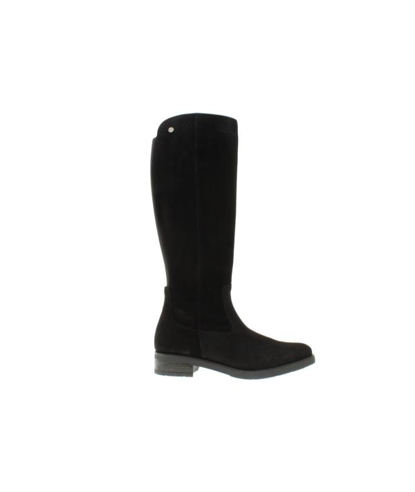 Bota plana en serraje con cremallera lateral y eltastico trasero