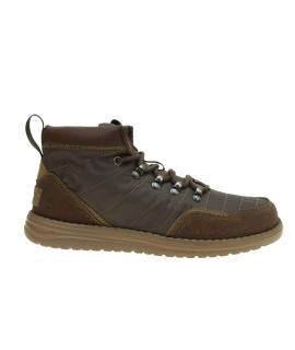 BOTIN DE CORDONES COMBINADO EN NYLON Y SERRAJE