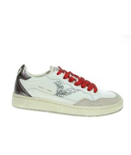 Sneakers retro con V en glitter y cordones brillo