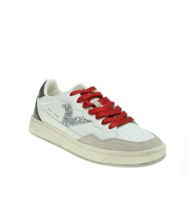 Sneakers retro con V en glitter y cordones brillo