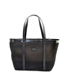 Bolso shopper combinado con exterior en rejilla negra