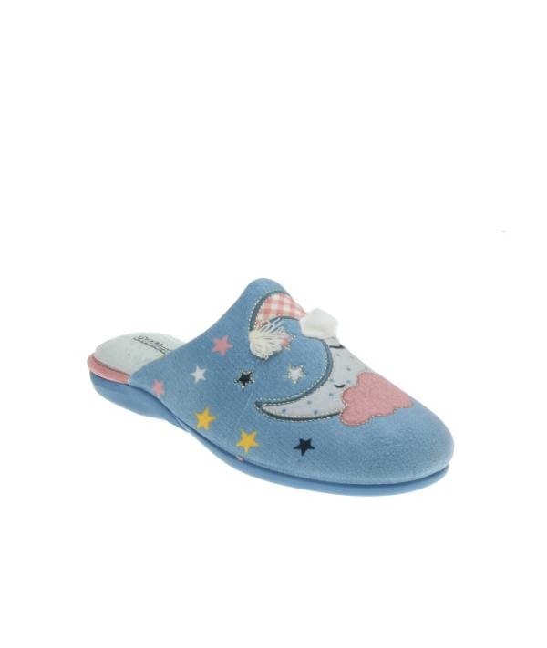 Zapatilla de casa con dibujos de la luna durmiendo