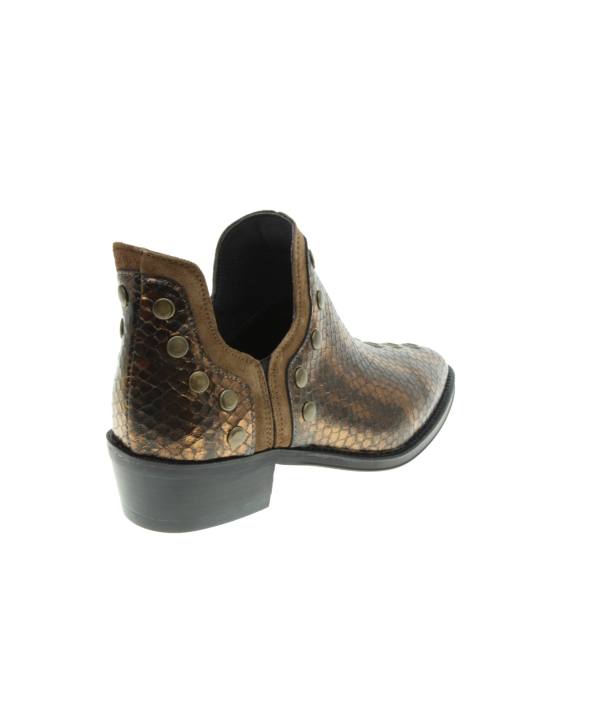 Botib cowboy en reptil metalizada con tachas