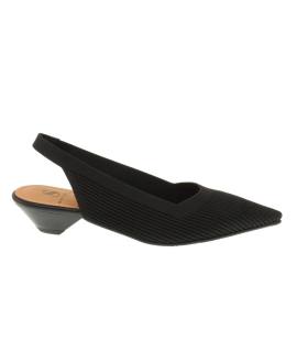 Zapato de salon destalonado en licra con tacon bajo y planta de foam