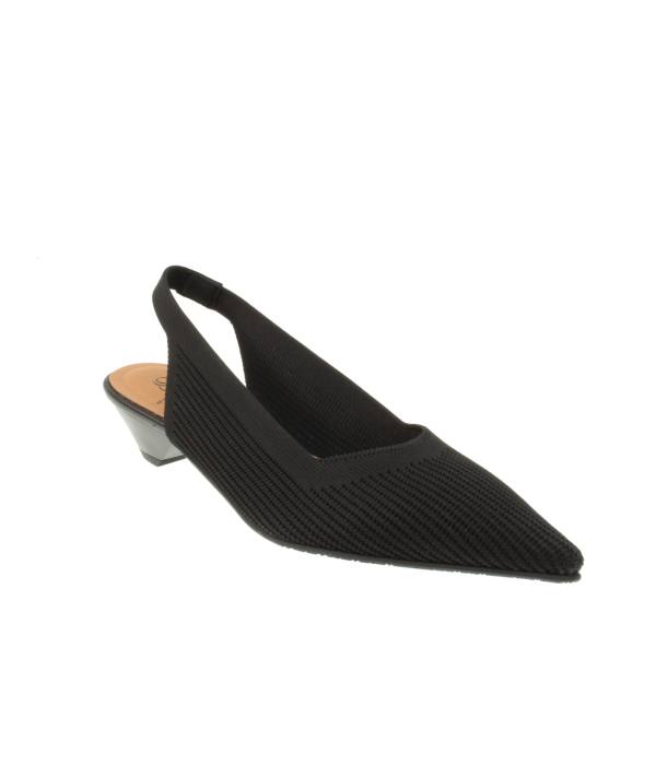 Zapato de salon destalonado en licra con tacon bajo y planta de foam