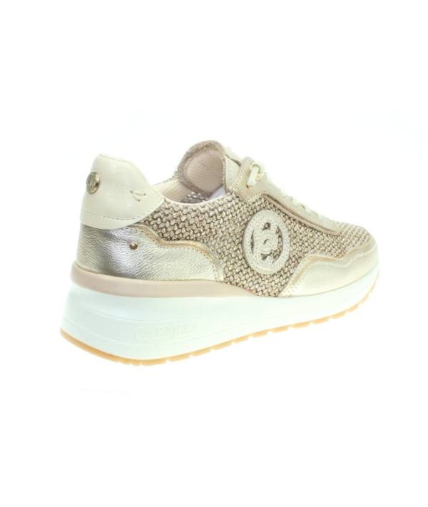 Sneaker combi piel tejido rafia